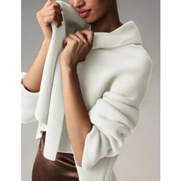 Yimoon Women's Cropped Cardigan Sweater Oversized Lapel Chunky Knit Coatigan Long Sleeve Open Front Sweater(Beige-M)