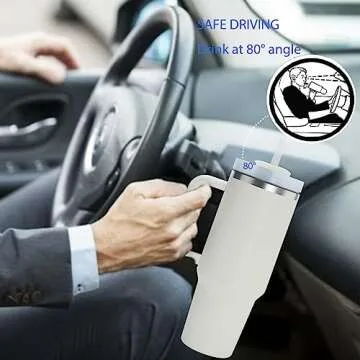 UnowYi 40 oz Tumbler With Handle and Straw Lid, Stainless Steel Vacuum Insulated Tumbler, Travel Mug Straw Covers Cup for Water, Iced Tea or Coffee, Smoothie, Gifts for Women Men