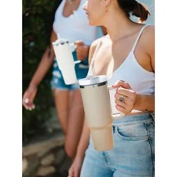 UnowYi 40 oz Tumbler With Handle and Straw Lid, Stainless Steel Vacuum Insulated Tumbler, Travel Mug Straw Covers Cup for Water, Iced Tea or Coffee, Smoothie, Gifts for Women Men