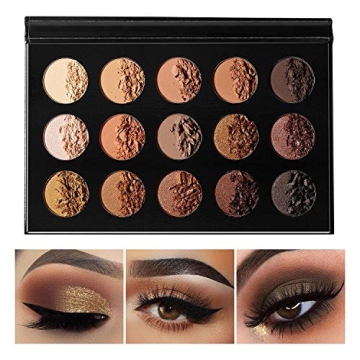 DE'LANCI Nude Gold Eyeshadow Palette - 15 Shades for Vibrant Looks
