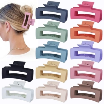 Sisiaipu 12 Pcs Colorful Medium Hair Clips - Versatile Jaw Clips for All Hair Types