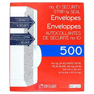 Top Flight Security Tinted #10 Envelopes – 500 Count