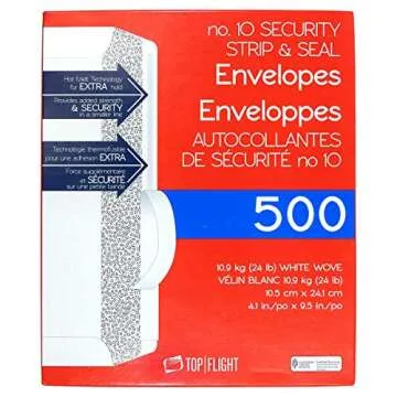Top Flight Security Tinted #10 Envelopes – 500 Count