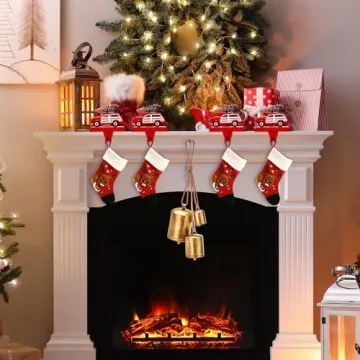 Christmas Bells for Decoration, Rustic Christmas Decor Vintage Style, Brass Shabby Chic Hanging Decorations Set of 3 (Brass)