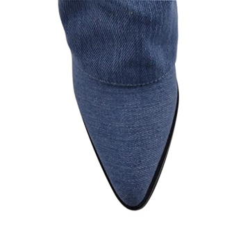 Yolkomo Women's Western Boots | Stylish Wide Calf Denim Boots | Size 8