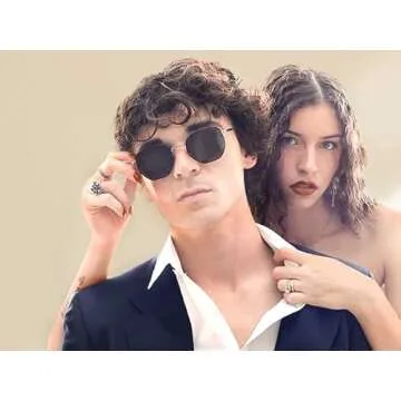 ZENOTTIC Hexagon Sunglasses for Men Women Polarized UV Protection Anti Glare Geometric Metal Frame F...