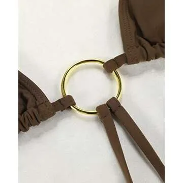 Women Halter String Bikini Set Sexy Thong Cheeky Two Piece Swimsuits Solid Color Bathing Swimwear Large