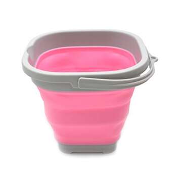 SAMMART 2.6L (0.68 Gallon) Super Mini Sqare Collapsible Plastic Bucket - Foldable Square Tub - Porta...