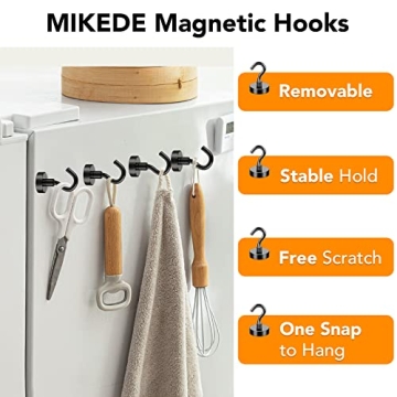 MIKEDE Magnetic Hooks for Home and Travel, 40lbs Strong