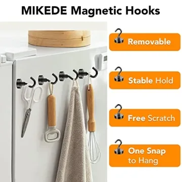 MIKEDE Magnetic Hooks for Home and Travel, 40lbs Strong
