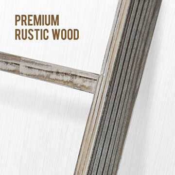 RHF Extra Thick Blanket Ladder,Rustic Wood Ladder, Decorative Heave Duty Ladder for Blanket, Farmhouse Blanket Ladder, Storage Ladder Shelf, Assembly Required, 4-Feet (Brown, 4 Ft)