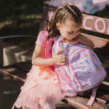 mommore 2-in-1 Kids Backpack, Insulated Lunch Compartment Unicorn Toddler Backpack Kindergarten Pres...