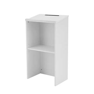 Panana Podium Stand- Portable Podium Stand Hostess Stand Desk with Adjustable Shelf for Churches, Lectern Classrooms, Office (White)