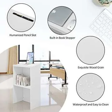Panana Podium Stand- Portable Podium Stand Hostess Stand Desk with Adjustable Shelf for Churches, Lectern Classrooms, Office (White)