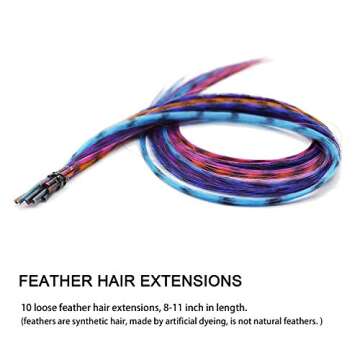 Ryalan Professional Hair Extension Kit Plier Plus Pulling Hook Bead Device and Loop Needle Tool Kits with 200 Pieces Silicone Lined Micro Rings 10 Feather Hair 120 Strands Tinsel Hair (200Pcs Brown)