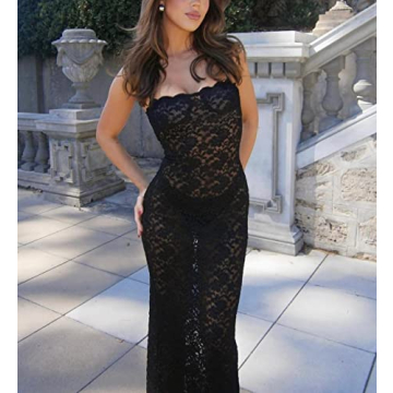 Sexy Lace Maxi Dress Floral Mesh Open Back Bodycon