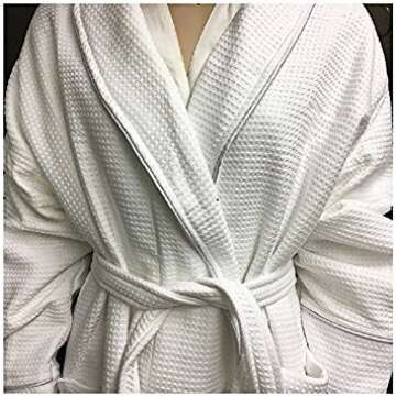 ORGANIC TEXTILES Organic Cotton Waffle Weave Bathrobe for Comfort, GOTS Certified, Womens, Small/Medium, White, 1 Robe