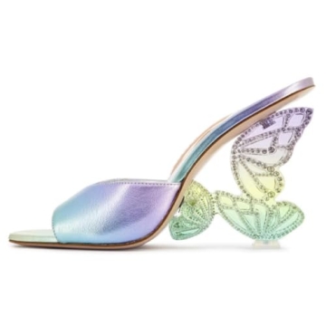 Longwenxuan Sparkling Rhinestone Butterfly Heels - Elegant Women's Sandals