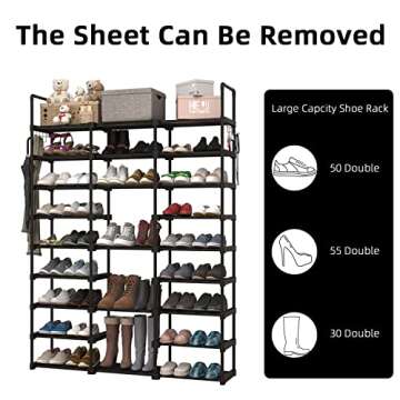 NIUBER 9 Tier Shoe Rack Sturdy Large Show Rack Heavy Duty for Entryway Shoe Shelves for Closet Shoe Rack Organizer for Entryway