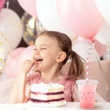 JarThenaAMCS 50Pcs Pink Bow Disposable Plastic Cups with Lids and Straws 12oz Cute Bow Heart Cold Beverage Drinking Cups for Bridal Shower Wedding Birthday Party Supplies