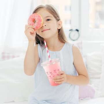 JarThenaAMCS 50Pcs Pink Bow Disposable Plastic Cups with Lids and Straws 12oz Cute Bow Heart Cold Beverage Drinking Cups for Bridal Shower Wedding Birthday Party Supplies