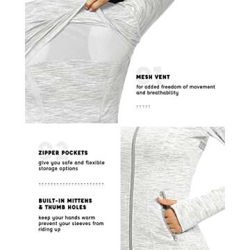 GYM RAINBOW Women's Lightweight Running Jackets Cottony-Soft 4-Way Stretch Zip up Slim Fit Workout Yoga Athletic Jacket(A-White Space,Medium)