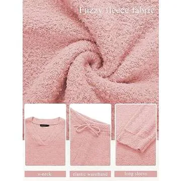 MEROKEETY Lounge Sets for Women Fall Long Sleeve V Neck Knit Pullover Sweater Top and Wide Leg Pants,Pink,S