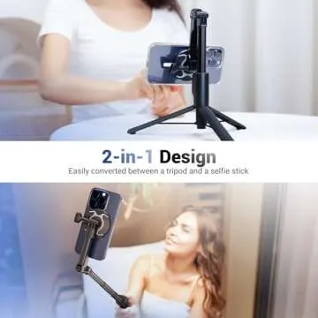 KIWIFOTOS Mini Magnetic Tripod for iPhone MagSafe Selfie Stick with Wireless Remote for iPhone 16 15 14 Travel Vlogging Video Recording Cell Phone Tripod Stand for Samsung Google Pixel