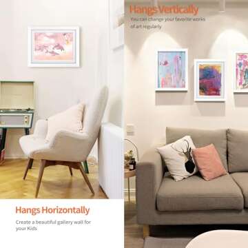 OUXIO Kids Art Frames 2 Pack, 8.5x11 Front Opening Kids Artwork Frames Changeable Childrens Art Project Frames with Storage Holds 150 Pcs, Kid Artwork Picture Display Frame, White