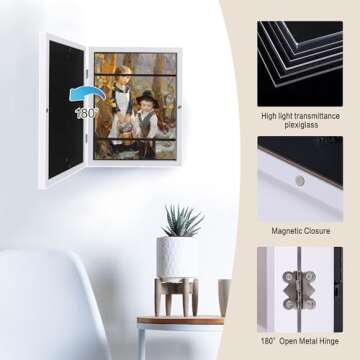 OUXIO Kids Art Frames 2 Pack, 8.5x11 Front Opening Kids Artwork Frames Changeable Childrens Art Project Frames with Storage Holds 150 Pcs, Kid Artwork Picture Display Frame, White