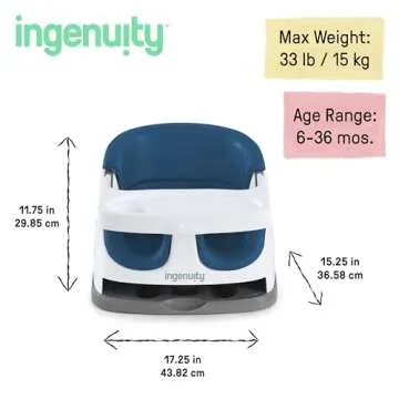 Ingenuity Baby Base 2-in-1 Booster Feeding and Floor Seat with Self-Storing Tray - Night Sky