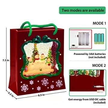 Party Spot! Christma Gift Lantern, 6H Timer Swirling Glittering Snow Globe Lantern, Musical Decoration with LED for Xmas Decorative Lamp Festival Ornament and Gifts