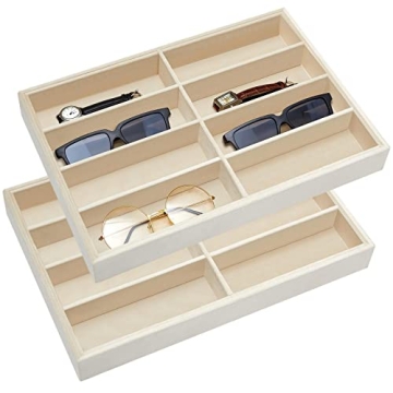 Amylove Velvet Sunglass Organizer Trays Stackable 8 Grids