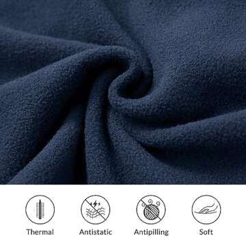 BALEAF Women's Polar Fleece Dress Long Vest Sweatshirt Tunic Dress Quarter Zip Pullover Winter Outfits Pocket Navy Blue XL