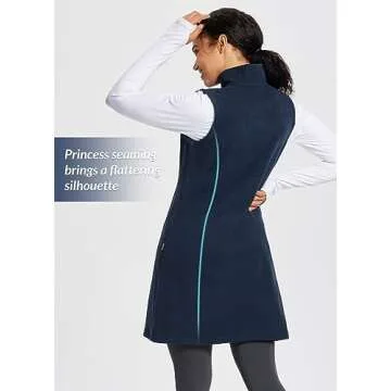 BALEAF Women's Polar Fleece Dress Long Vest Sweatshirt Tunic Dress Quarter Zip Pullover Winter Outfits Pocket Navy Blue XL