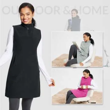 BALEAF Women's Polar Fleece Dress Long Vest Sweatshirt Tunic Dress Quarter Zip Pullover Winter Outfits Pocket Navy Blue XL