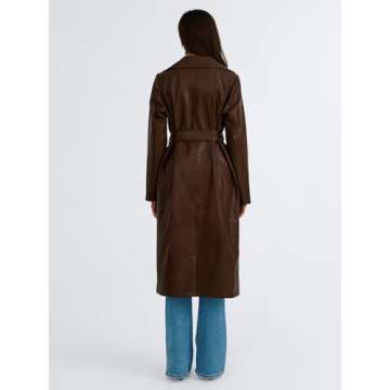 Trendy Queen Faux Leather Long Jacket for Women