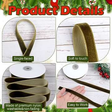 Jutom Vintage Velvet Ribbon 3 Rolls for Crafting and Decor
