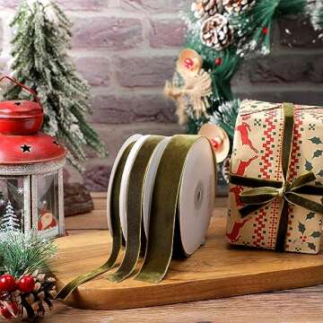 Jutom Vintage Velvet Ribbon 3 Rolls for Crafting and Decor