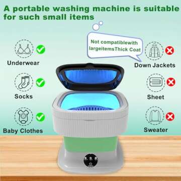 Small Washing Machine, 15L Portable Washing Machine and Spin Dryer, Foldable Mini Washer Machine, Collapsible Luandry Washer for Travel, Dorm, Apartment, RV, Baby Clothes, Underwear, Socks, Green