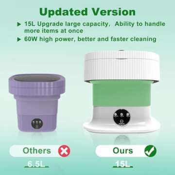 Small Washing Machine, 15L Portable Washing Machine and Spin Dryer, Foldable Mini Washer Machine, Collapsible Luandry Washer for Travel, Dorm, Apartment, RV, Baby Clothes, Underwear, Socks, Green