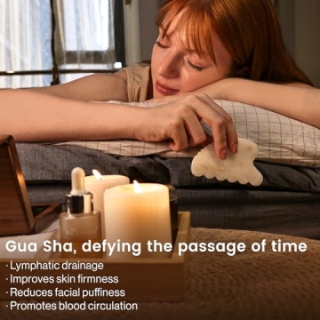 Rena Chris Gua Sha Facial Tool - Luxury White Jade Stone Set