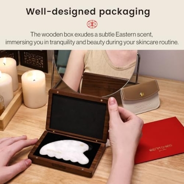 Rena Chris Gua Sha Facial Tool - Luxury White Jade Stone Set