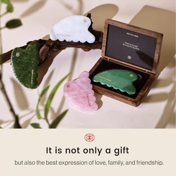 Rena Chris Gua Sha Facial Tool - Luxury White Jade Stone Set