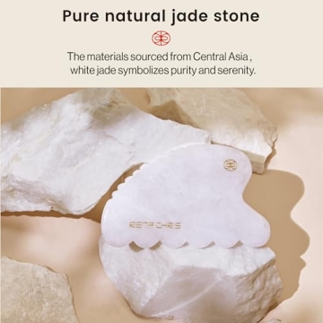 Rena Chris Gua Sha Facial Tool - Luxury White Jade Stone Set