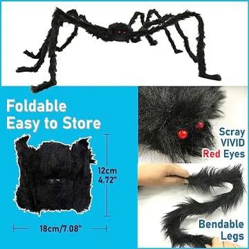 Giant 6.5Ft Spiders for Halloween Decor - 2 Pack