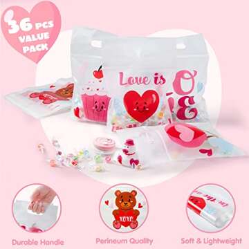 JOYIN 36 Pcs Valentine's Day Cellophane Gift Bag, Candy Bag with 6 Themed Designs for Kids Party Favor, Classroom Exchange Prizes