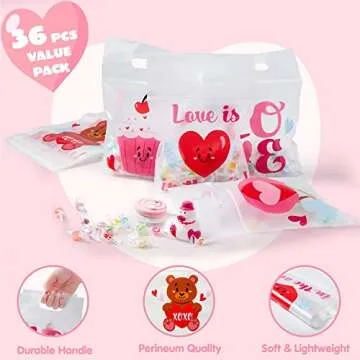 JOYIN 36 Pcs Valentine's Day Cellophane Gift Bag, Candy Bag with 6 Themed Designs for Kids Party Favor, Classroom Exchange Prizes