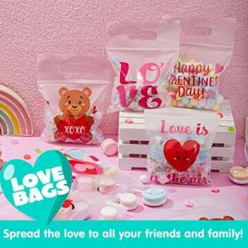 JOYIN 36 Pcs Valentine's Day Cellophane Gift Bag, Candy Bag with 6 Themed Designs for Kids Party Favor, Classroom Exchange Prizes