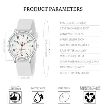 TWOPTION Nurse Watch for Women Waterproof Analog Silicone Watch with Second Hand Nursing Second Hand Watch for Nursing(White)